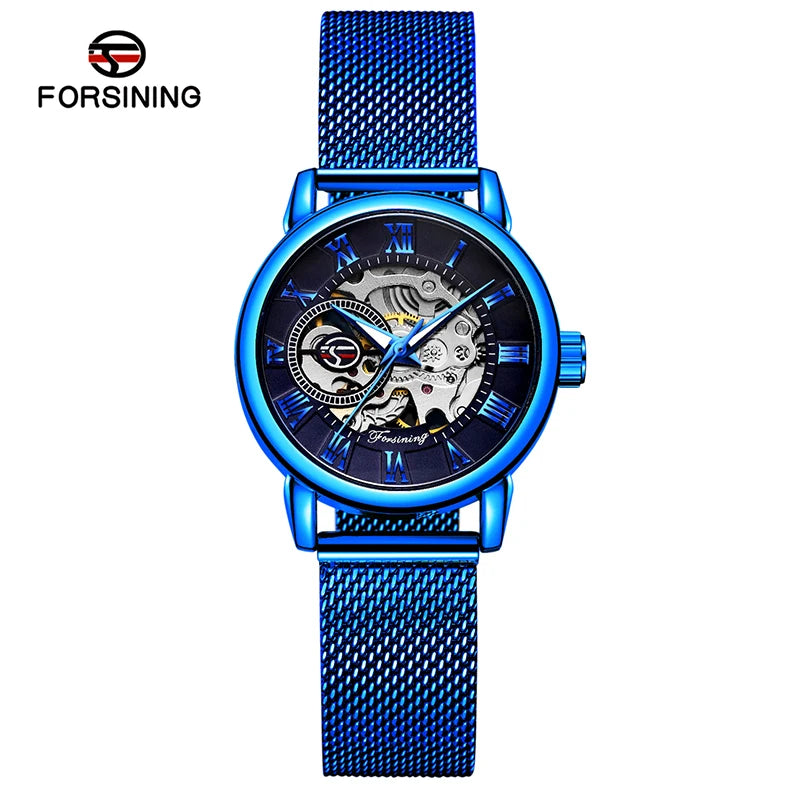 Fashionable Women's Mechanical Automatic Watch with Mesh Strap - Smarsty