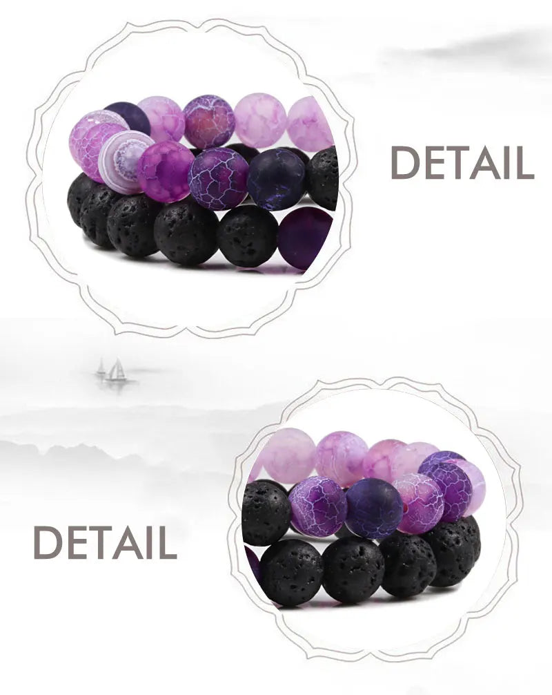 Couples Distance Lava Stone Yoga Bracelets Set - Smarsty