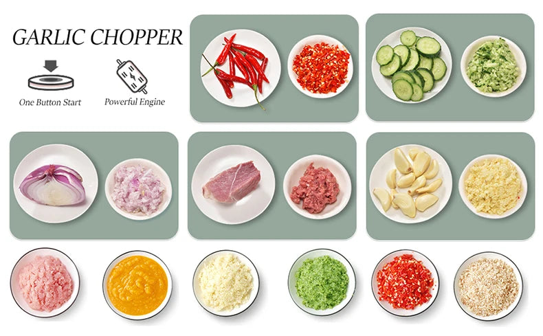 HiPiCok Meat Grinder Electric Garlic Crusher Food Chopper Mini Garlic Press Vegetable Chopper Masher Machine USB Kitchen Gadgets by Smarsty