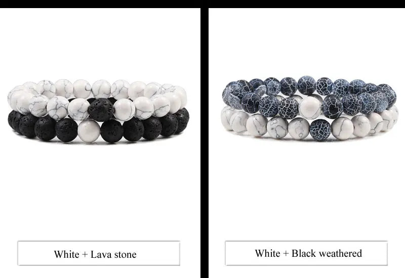 Couples Distance Lava Stone Yoga Bracelets Set - Smarsty