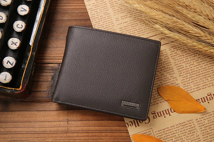 Classic Short Genuine Leather Men Wallets Fashion Coin Pocket Card Holder Men Purse Simple Quality Male Wallets - Smarsty