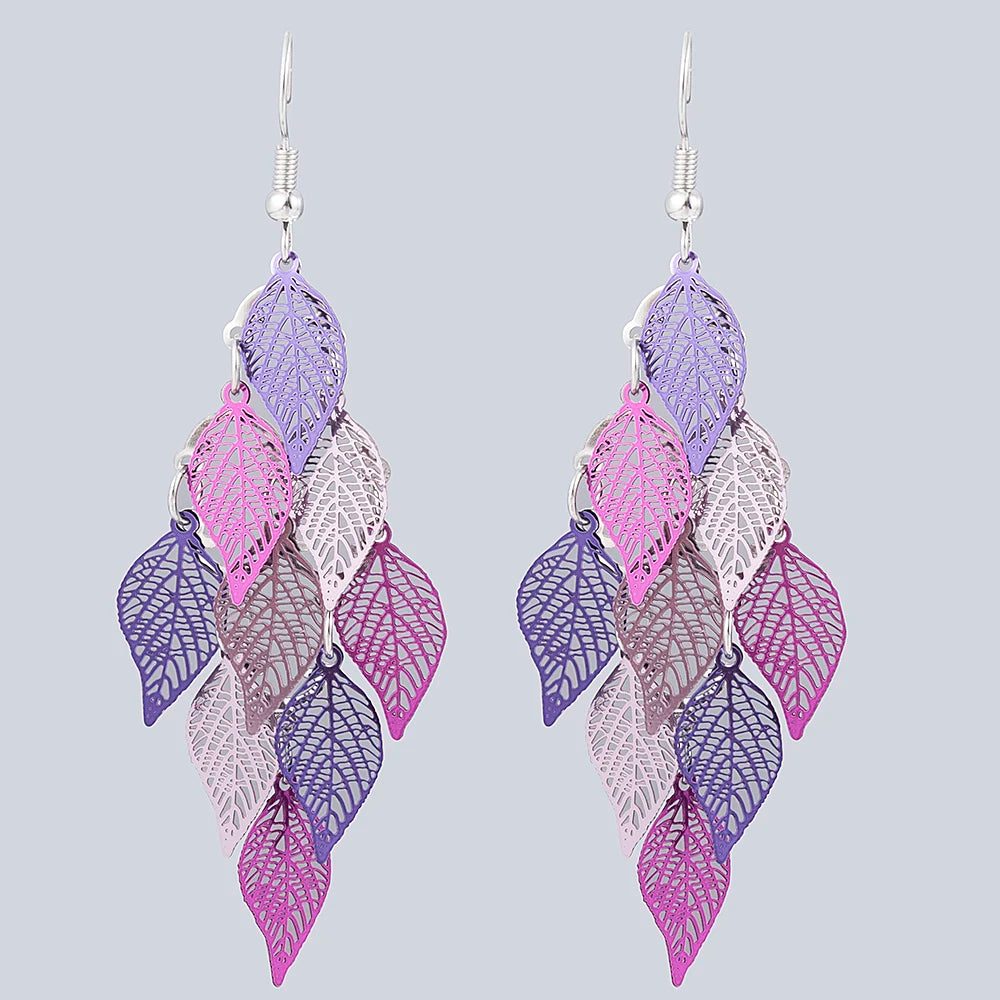 Bohemian Style Nine Leaf Drop Earrings for Women Gifts - Smarsty