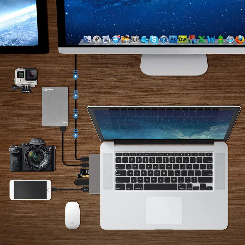 Usb C Hub Hdmi 4K Multiport Adapter Alongside Sd Reader