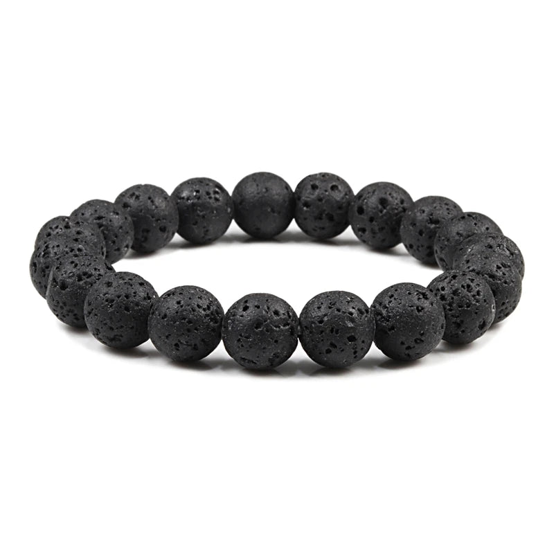 Natural Stone Bead Bracelet with Volcanic Lava - Smarsty