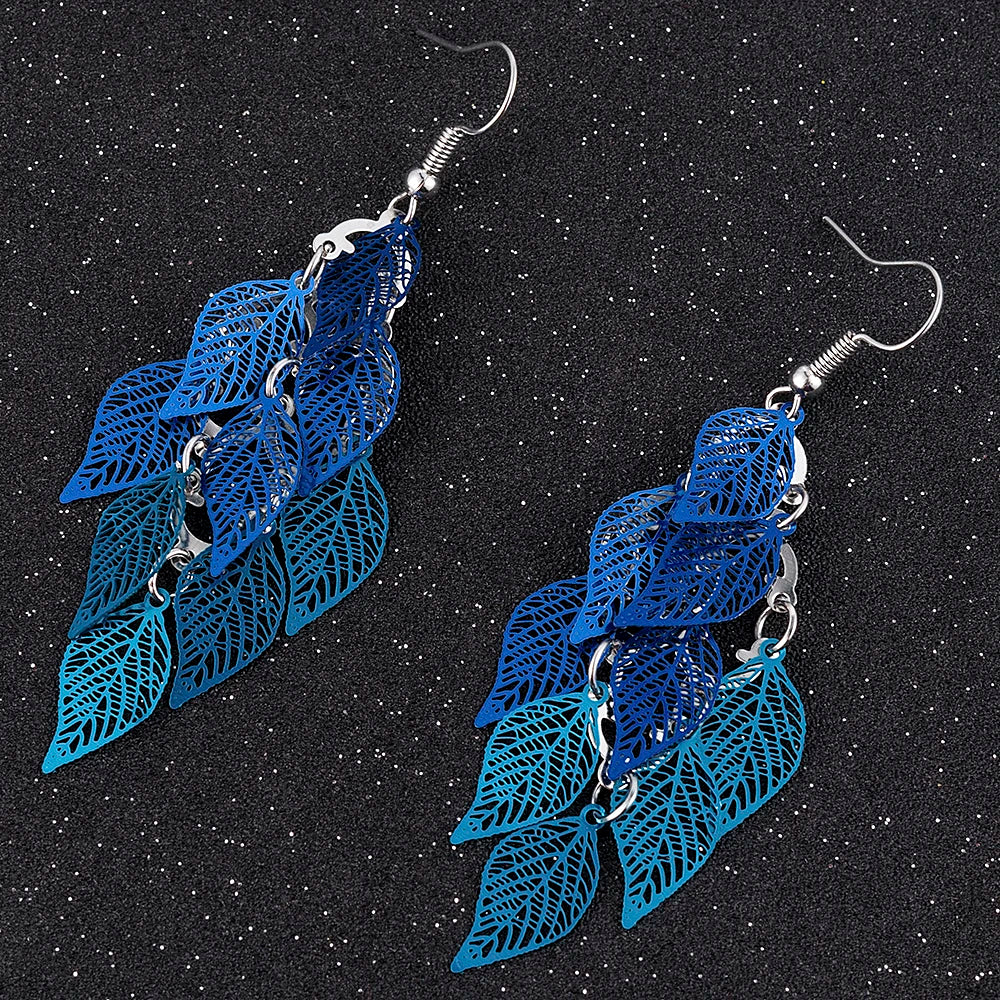 Bohemian Style Nine Leaf Drop Earrings for Women Gifts - Smarsty