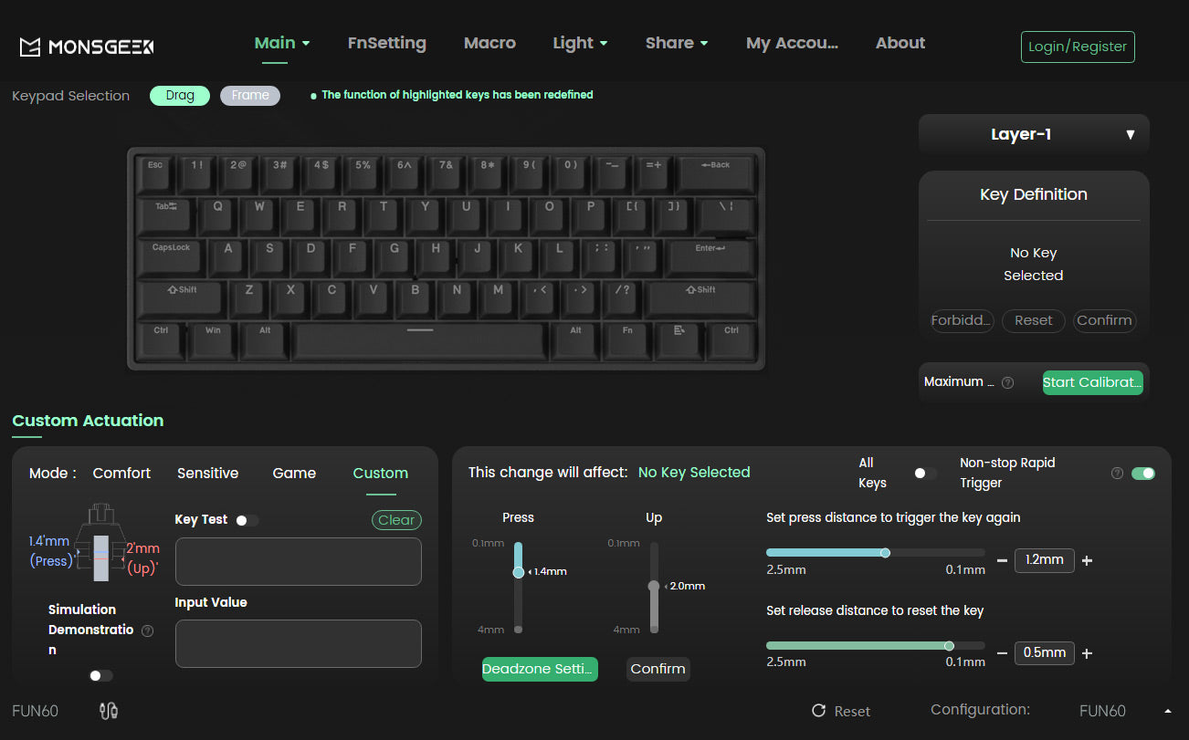 Mechanical Keyboard 60 Percent With Magnetic Switch ARGB