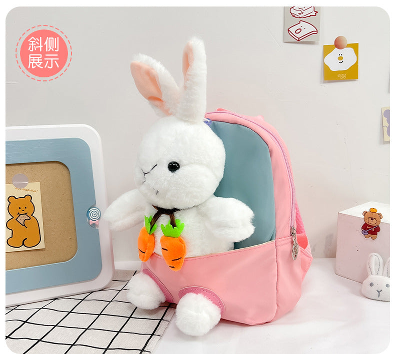 Plush 3D Rabbit Backpack For Kids Cute Bow Tie Design - Smarsty