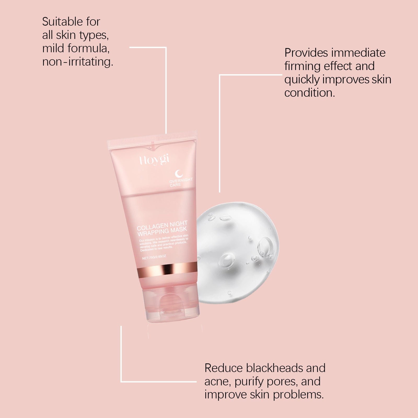 Collagen Overnight Wrapping Peel Off Facial Mask Set Korean Collagen Night Wrapping Mask Deeply Hydrates Night Care Mask Cream - Smarsty