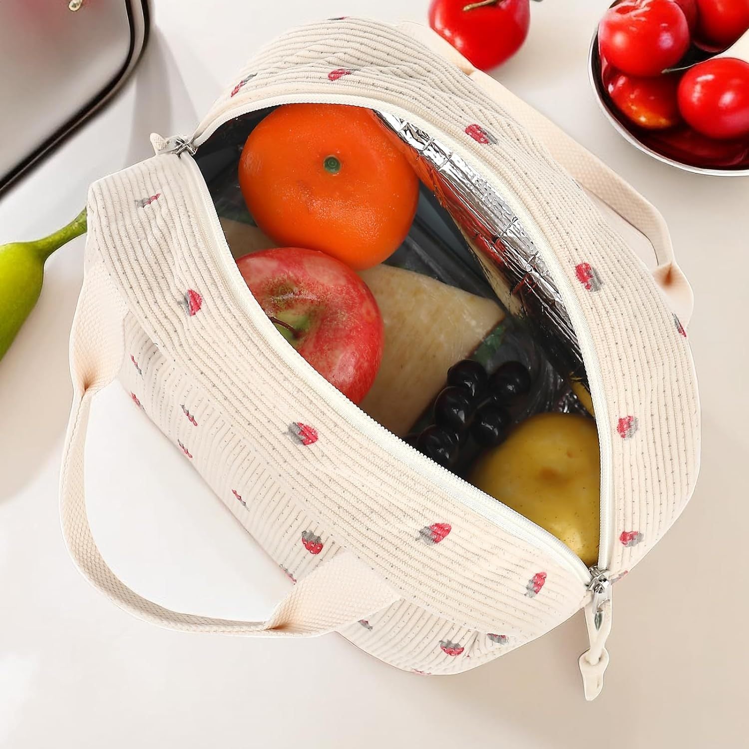 Corduroy Insulated Lunch Bag For Kids Thermal Cooler - Smarsty