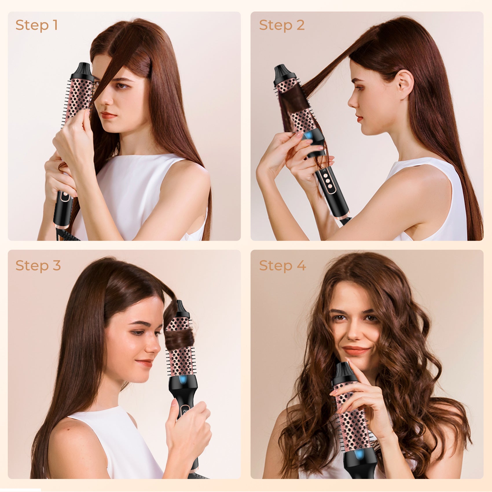 Heated Styling Brush 3-in-1 Ionic Hair Curler - Smarsty