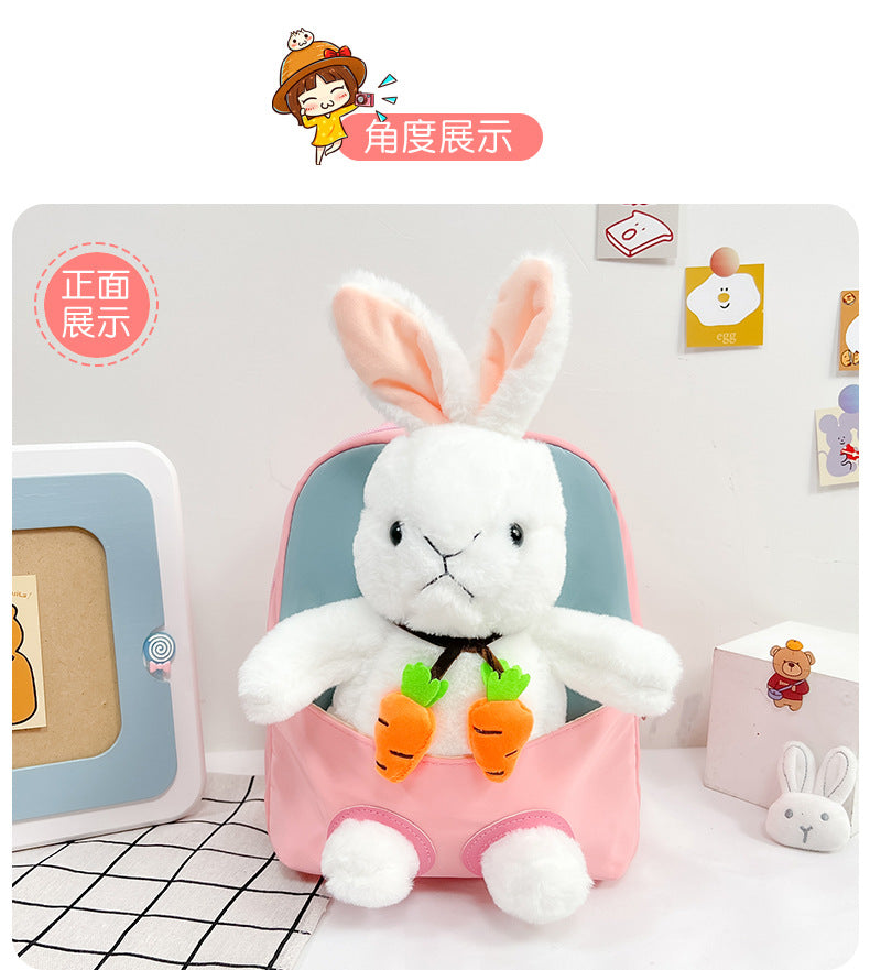 Plush 3D Rabbit Backpack For Kids Cute Bow Tie Design - Smarsty