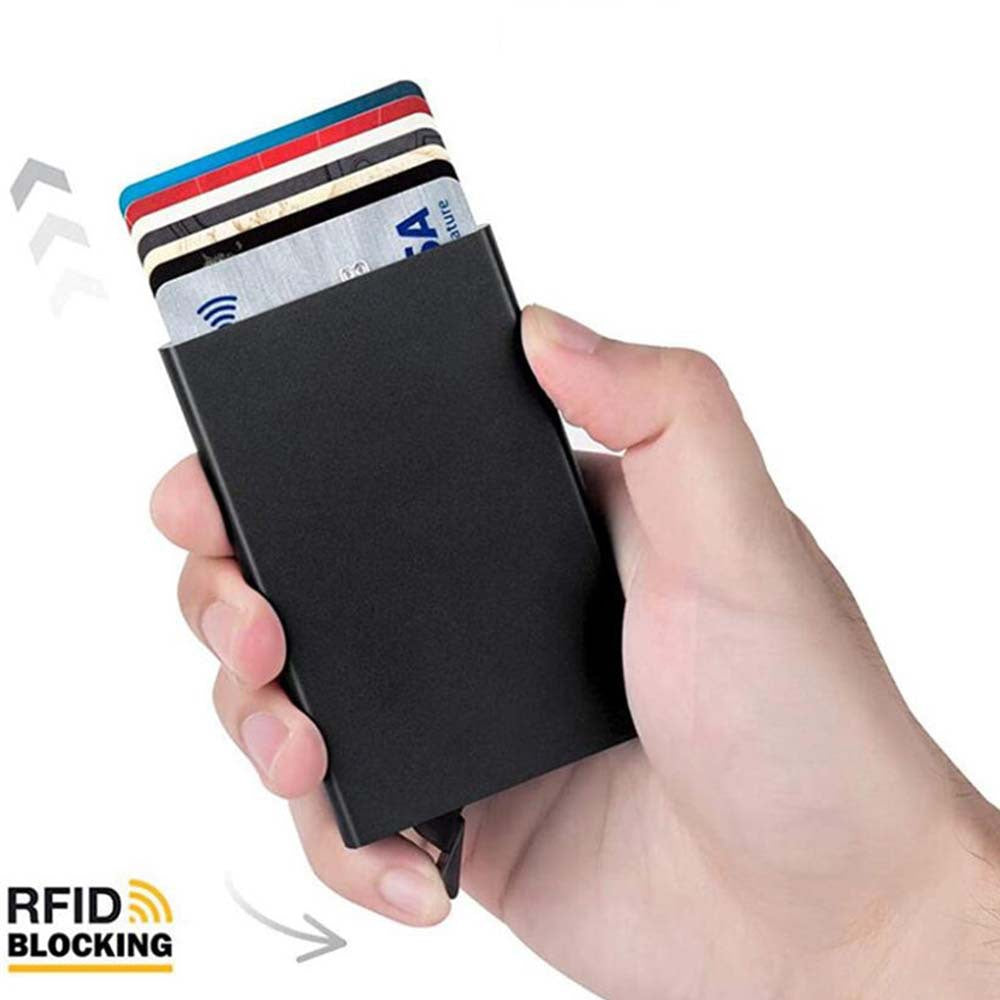 Anti RFID Smart Wallet Pouch ID Credit Card Holder Metal Thin Slim Men Aluminum Blocking Protected Wallet Small Bank Card Case
