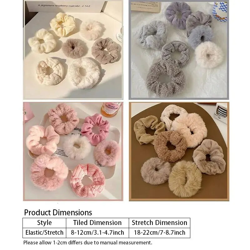 Plush Hair Scrunchies Set Soft Elastic Ponytail Holders - Smarsty