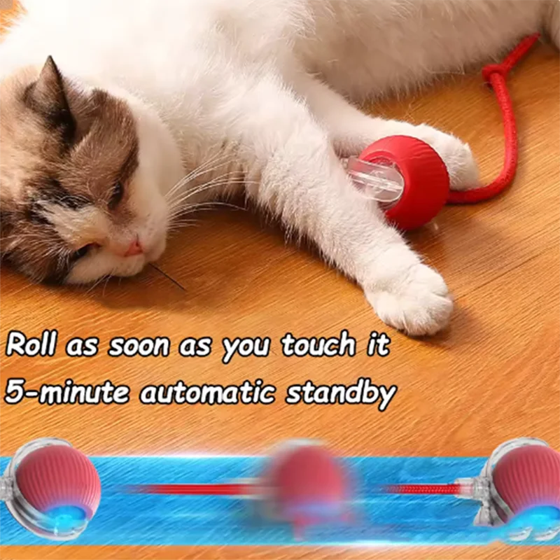 Interactive Cat Rolling Ball Toy with Rechargeable Tail - Smarsty