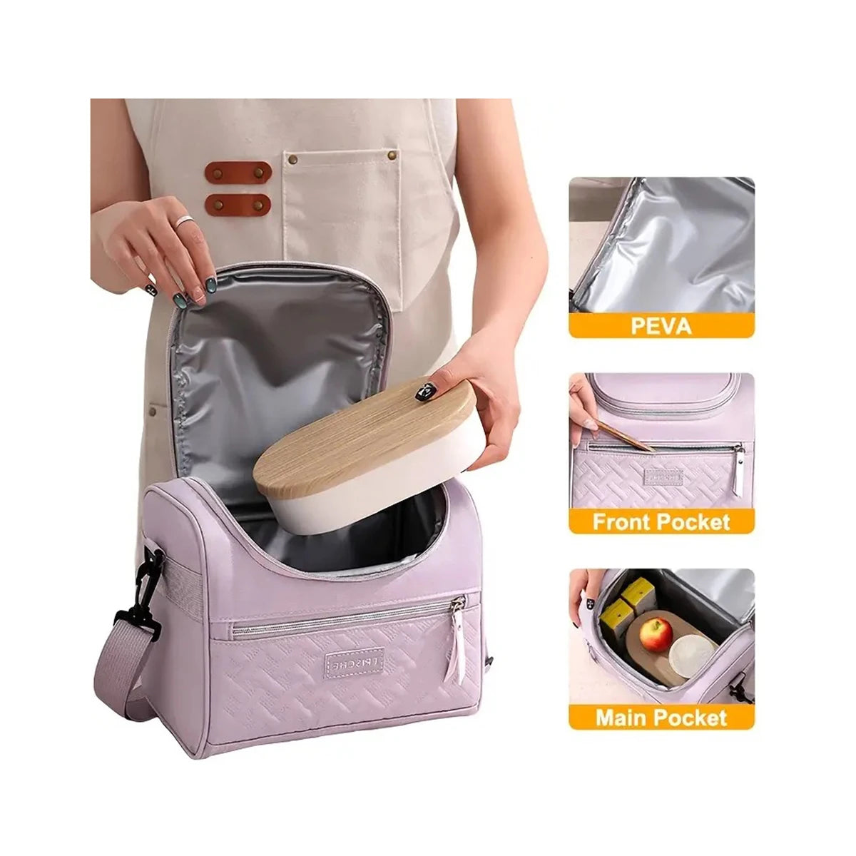 Insulated Lunch Bag With Padded Shoulder Strap For Work - Smarsty