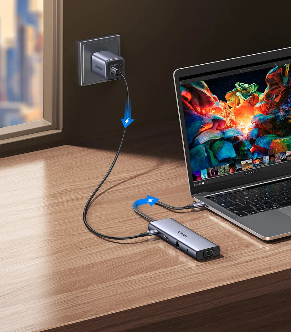 USB C Multiport Hub 4K HDMI Ethernet Dock PD100W Compact