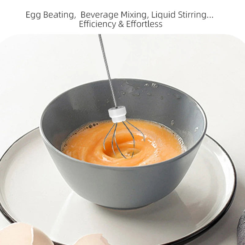 HOT Electric Milk Frother + Egg Beater Wireless Type-C Charging 3 Speeds Mini Handheld Foam Maker Coffee Whisk Cooking Tools - Smarsty