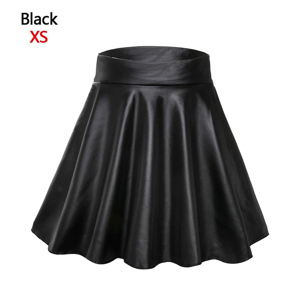 High Waist Elastic Mini Short Skirt Women Faux Leather Skirts - Smarsty