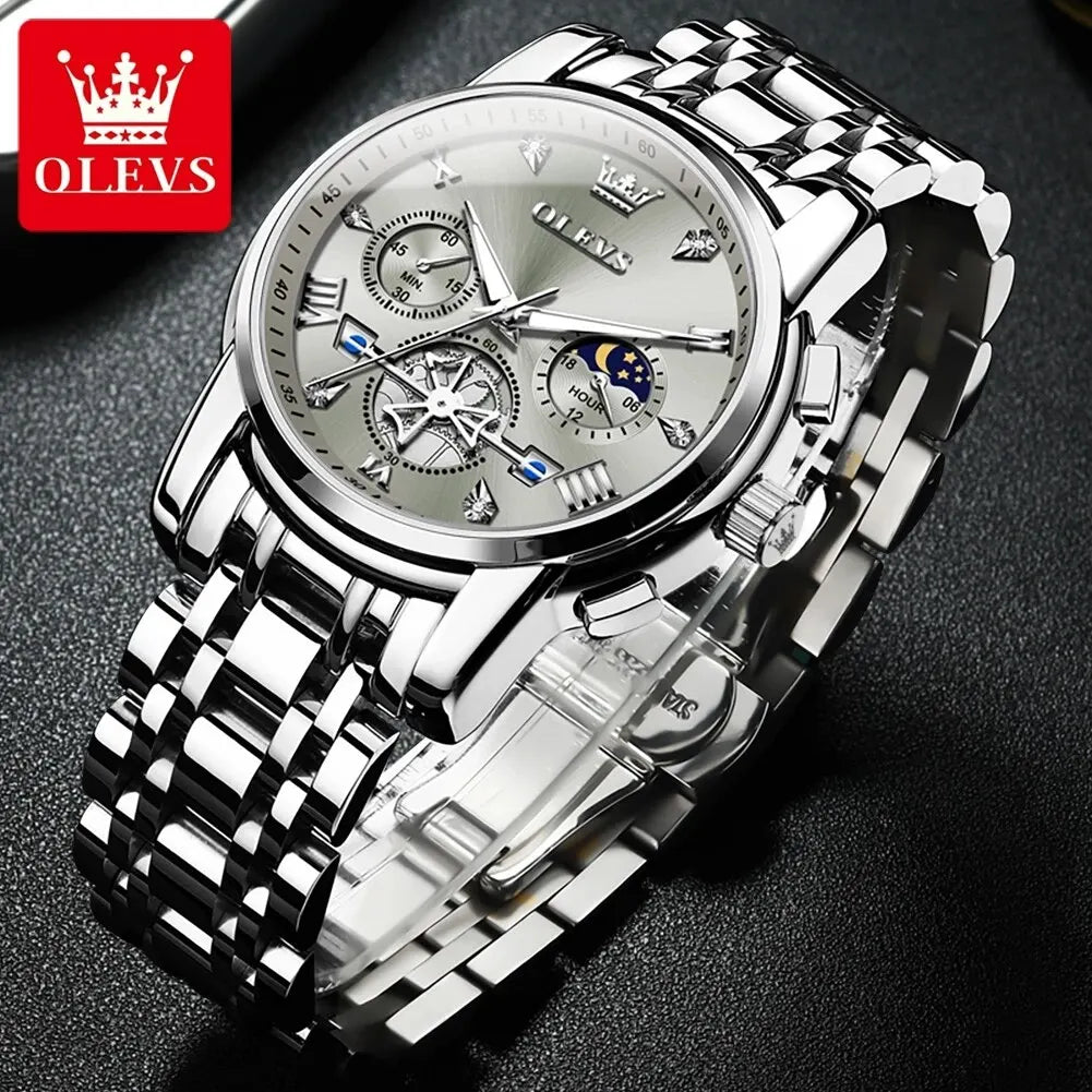OLEVS Luxury Quartz Watch with Moon Phase Feature - Smarsty