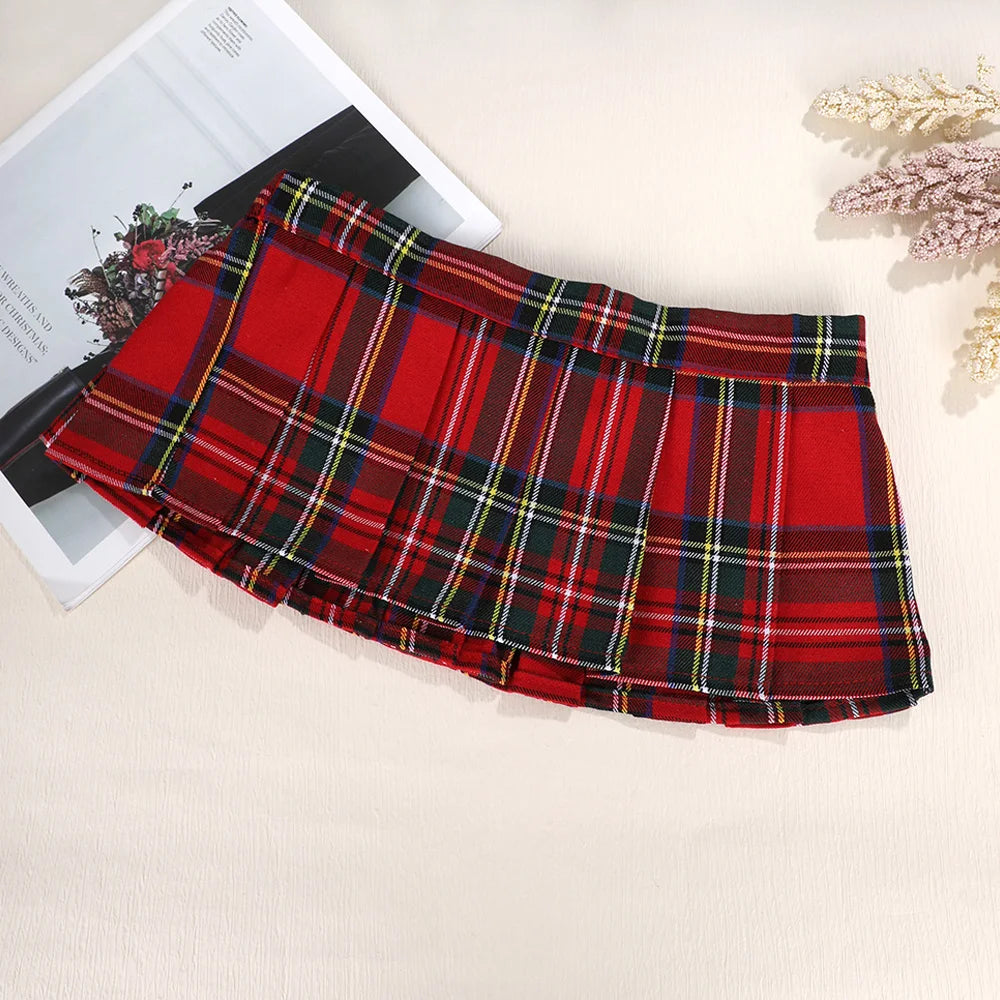 Ultrashort Jk Skirts Plaid Cosplay Costume Skirt Japanese Style Summer Schoolgirl Pleated Skirts Vintage Sexy Clubwear Skirt - Smarsty