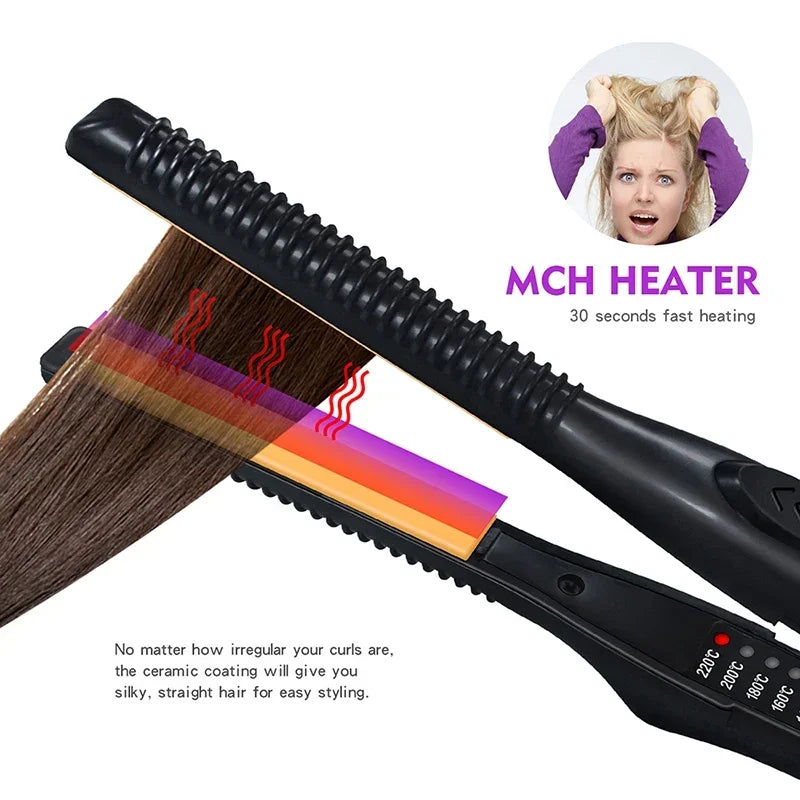 2-in-1 Mini Hair Straightener and Curling Iron for All Hair Types - Smarsty