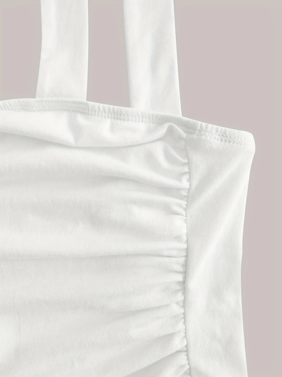 Solid Tie Shoulder Ruched Wide Strap Slim Fit Crop Top Women Clothing Summer 2025 Y2K Clothes Pink Backless Camis Top Streetwear
