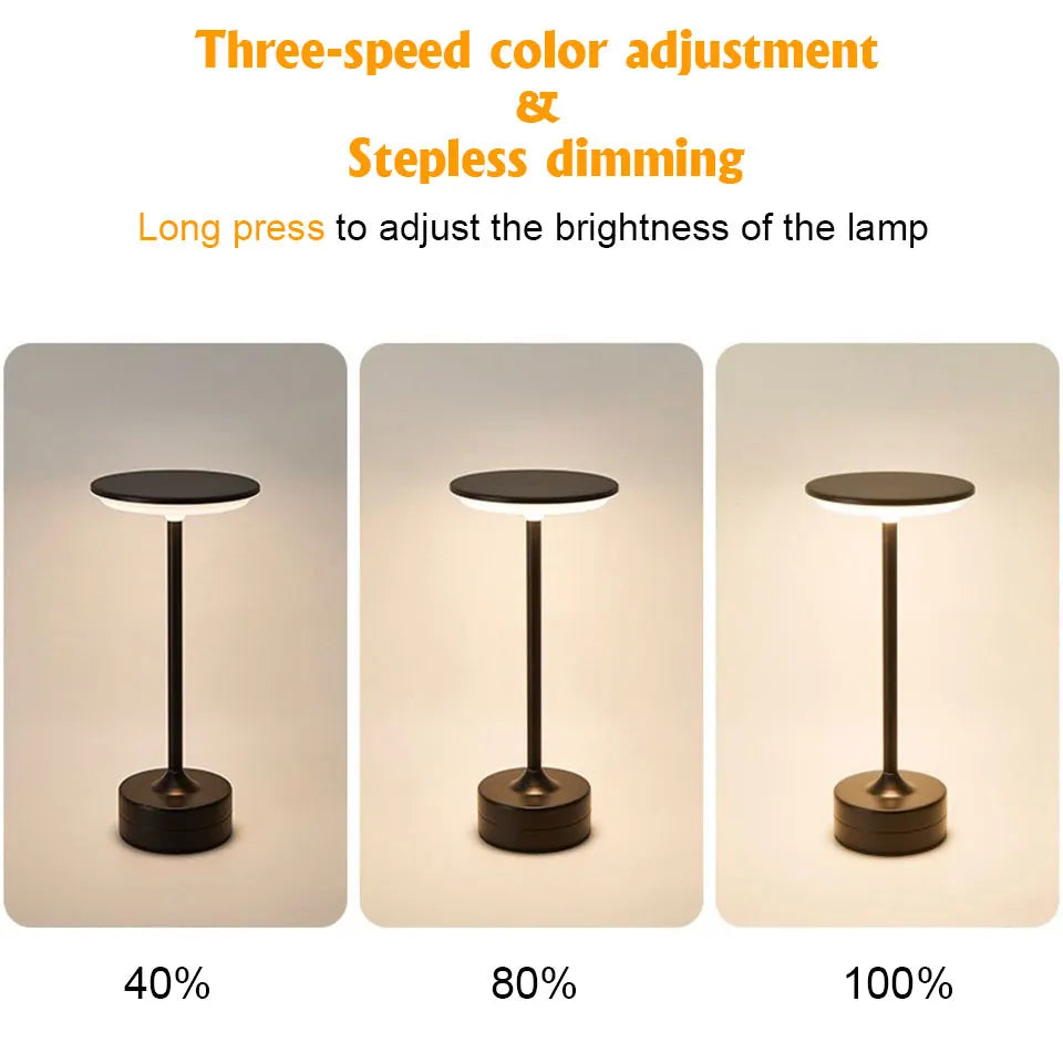 LED Table Lamp Touch Sensor Night Light USB Rechargeable Portable Bedroom Night Light Wireless Reading Lamp Restaurant Hotel Bar - Smarsty