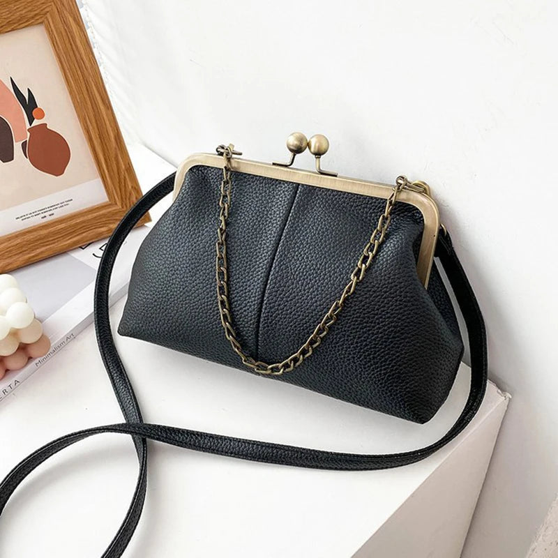 Vintage Soft Skin Shell Bag Lychee Pattern Crossbody - Smarsty
