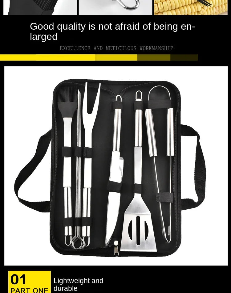 Stainless Steel BBQ Tool Set With Portable Storage Bag - Smarsty