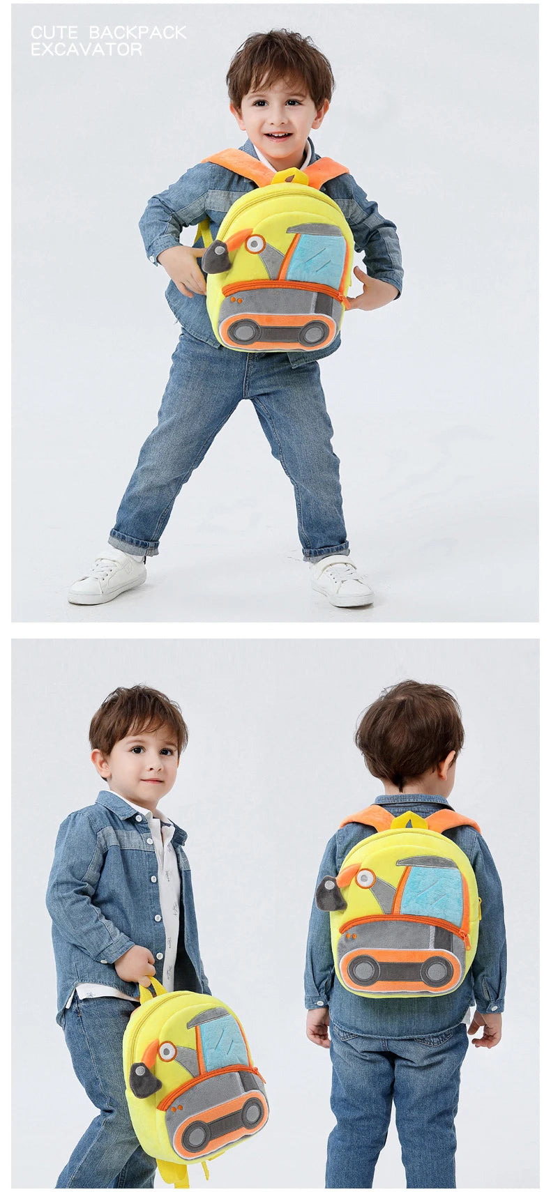 Plush Excavator Kids Backpack For Small School Bags - Smarsty