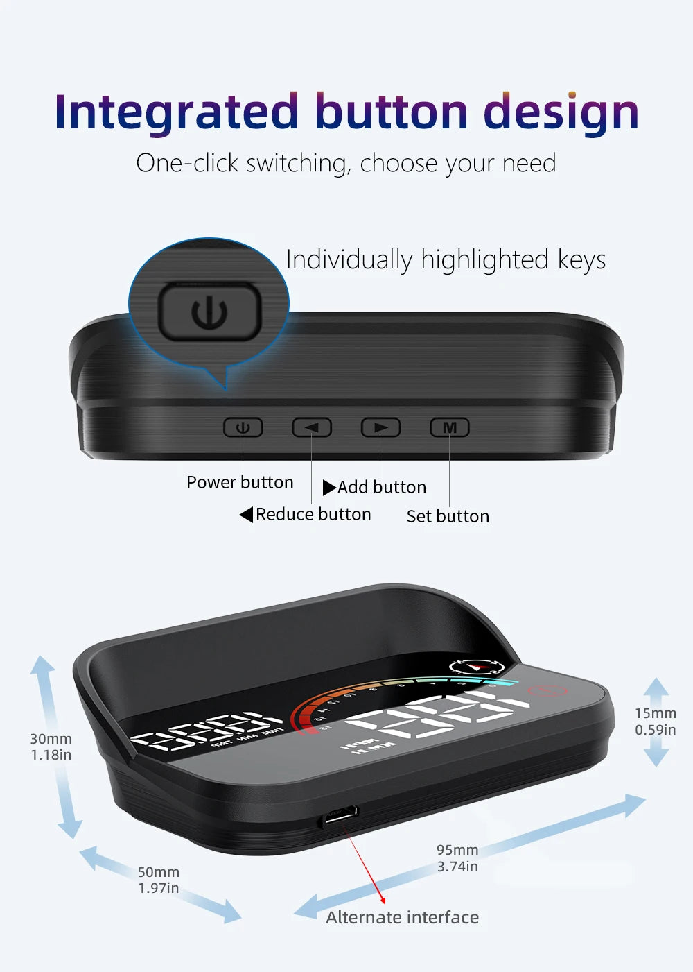 M22 Car HUD Head Up Display Universal Digital GPS Speedometer HD LCD Projection On Glass Windshield Projector for All Cars