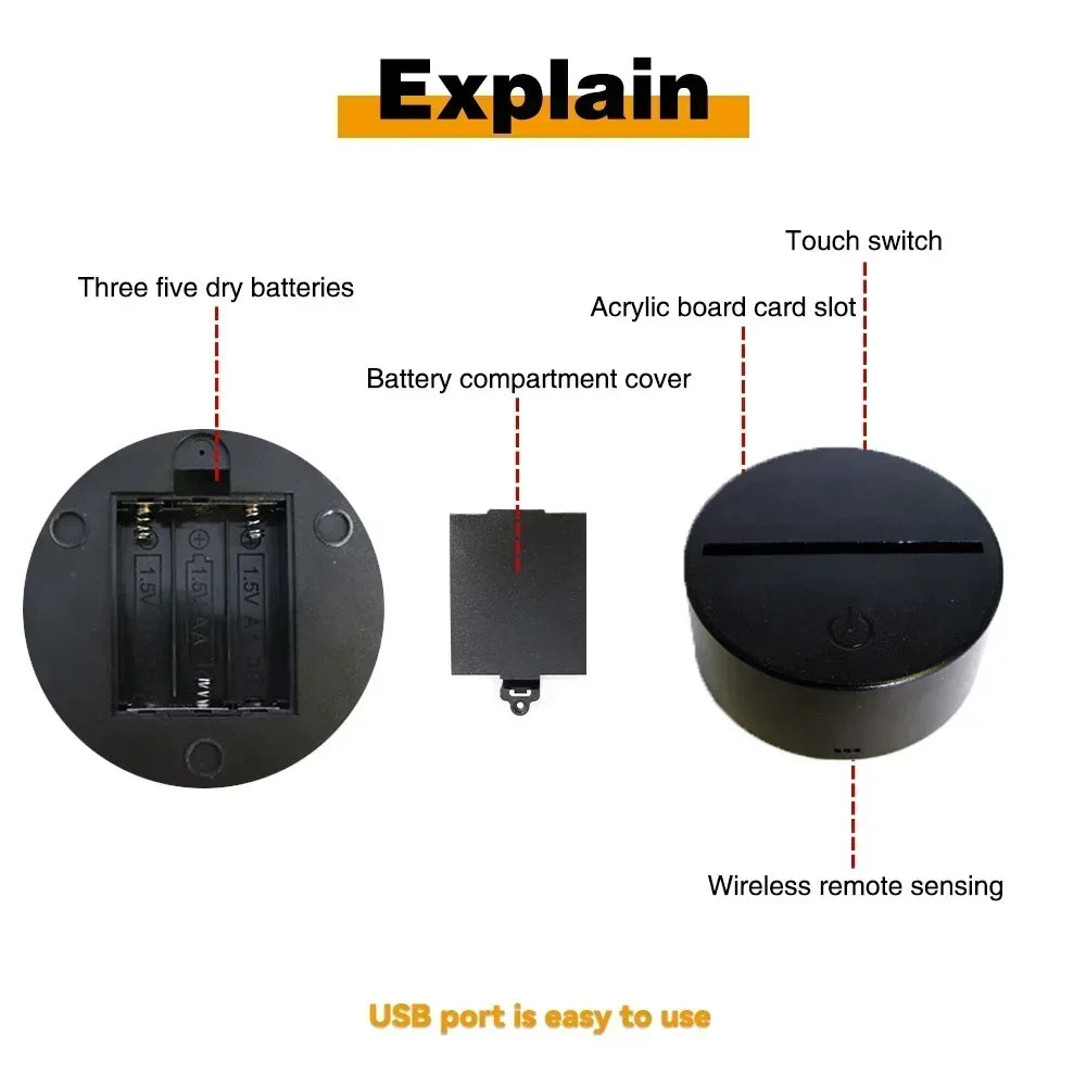 3D Illusion LED Night Light with Remote Control - Smarsty