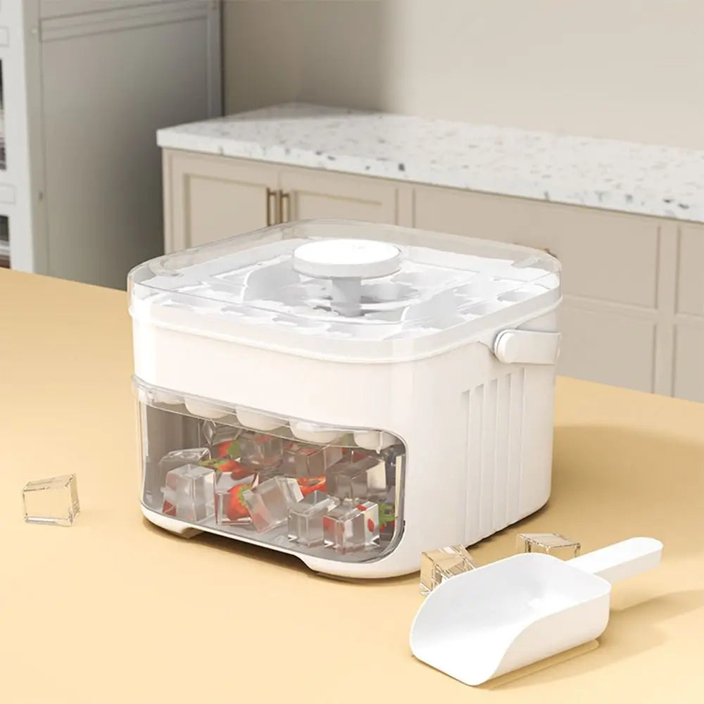 50-Cube Ice Maker with Easy Press Cap Double Layer Ice Cube Maker Refrigerator Household Ice Storage Ice Box - Smarsty