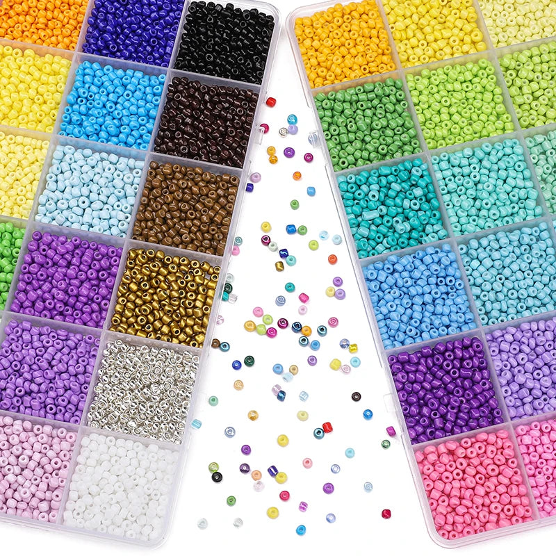 About 5200Pcs24 Grid Rice Bead Box Handmade DIY Jewelry Bracelet Earrings Kandi Jewelry Accessories Materials - Smarsty