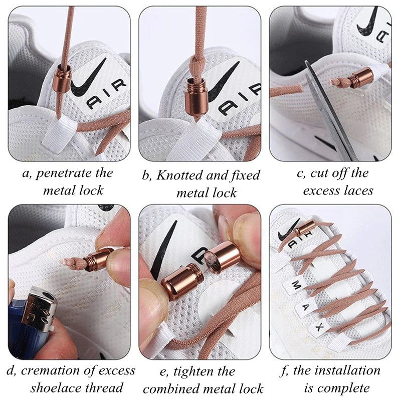 21 Colors No Tie Shoelaces Round Color Metal Lock Elastic Shoelace General For Children And Adults Sneakers Lazy Laces Unisex - Smarsty