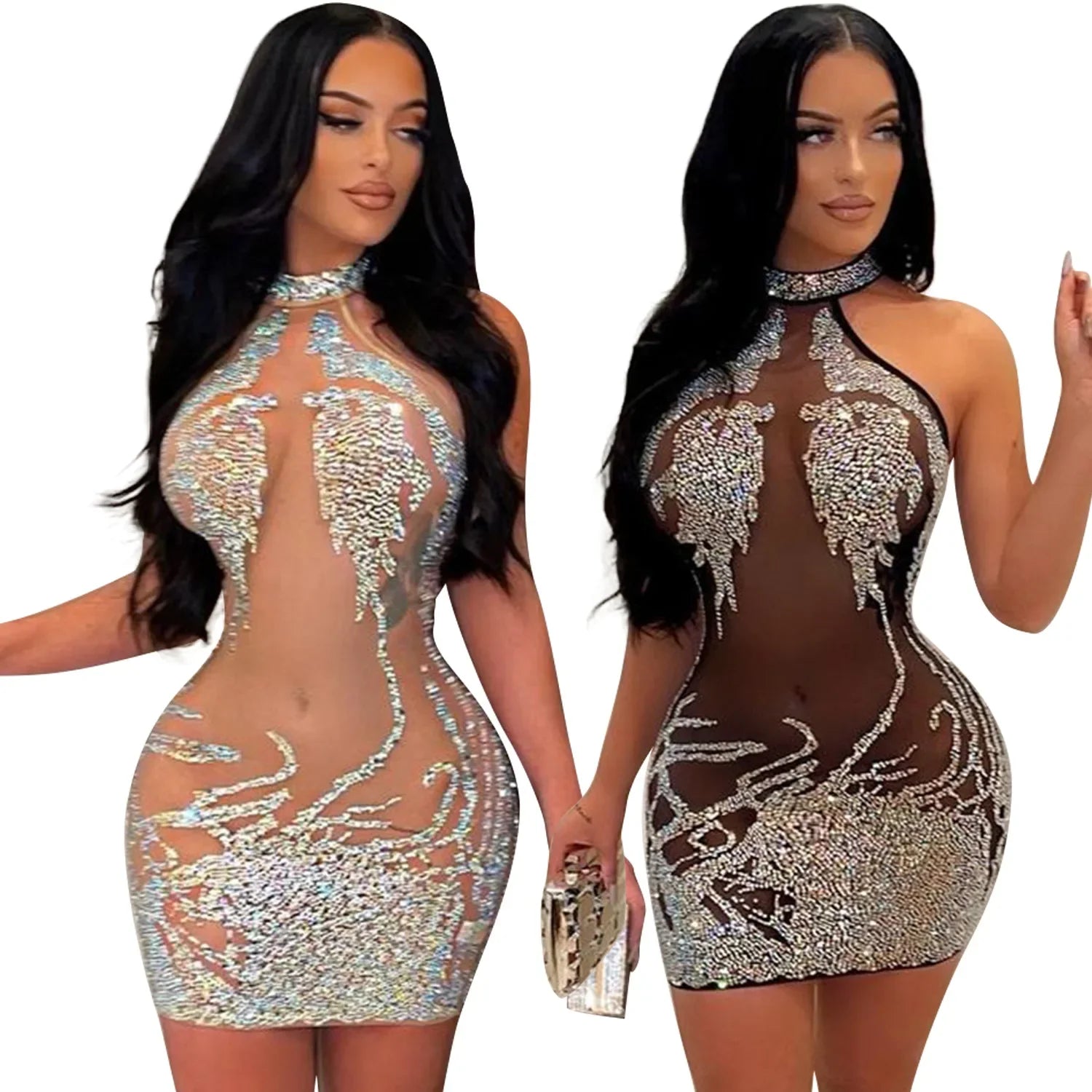 Sexy Summer Women Clothing Mesh Lace Embroidery Nightclub Ladies Dress One-piece Short Skirt Urban Style Elegant Commuting Style
