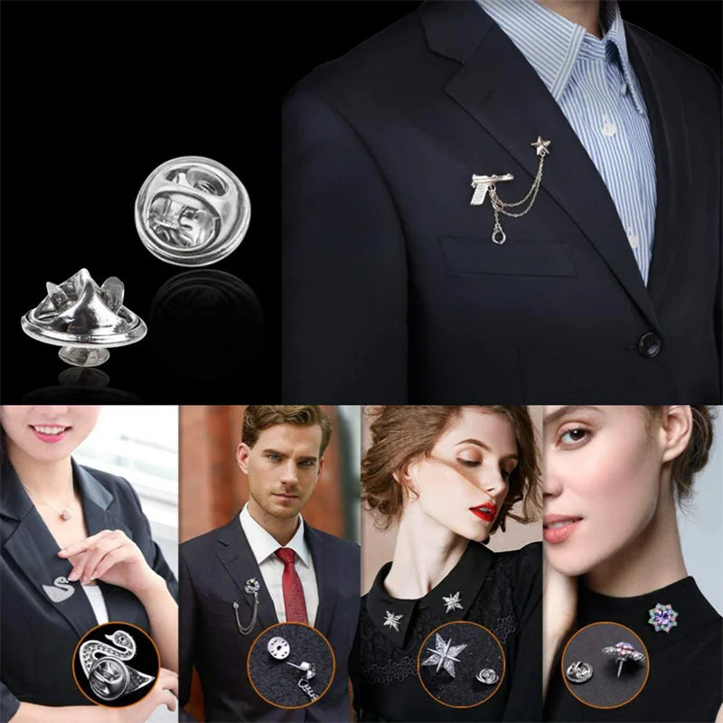 100Pc Metal Locking Pin Backs Secure Brooch Bases Pack - Smarsty