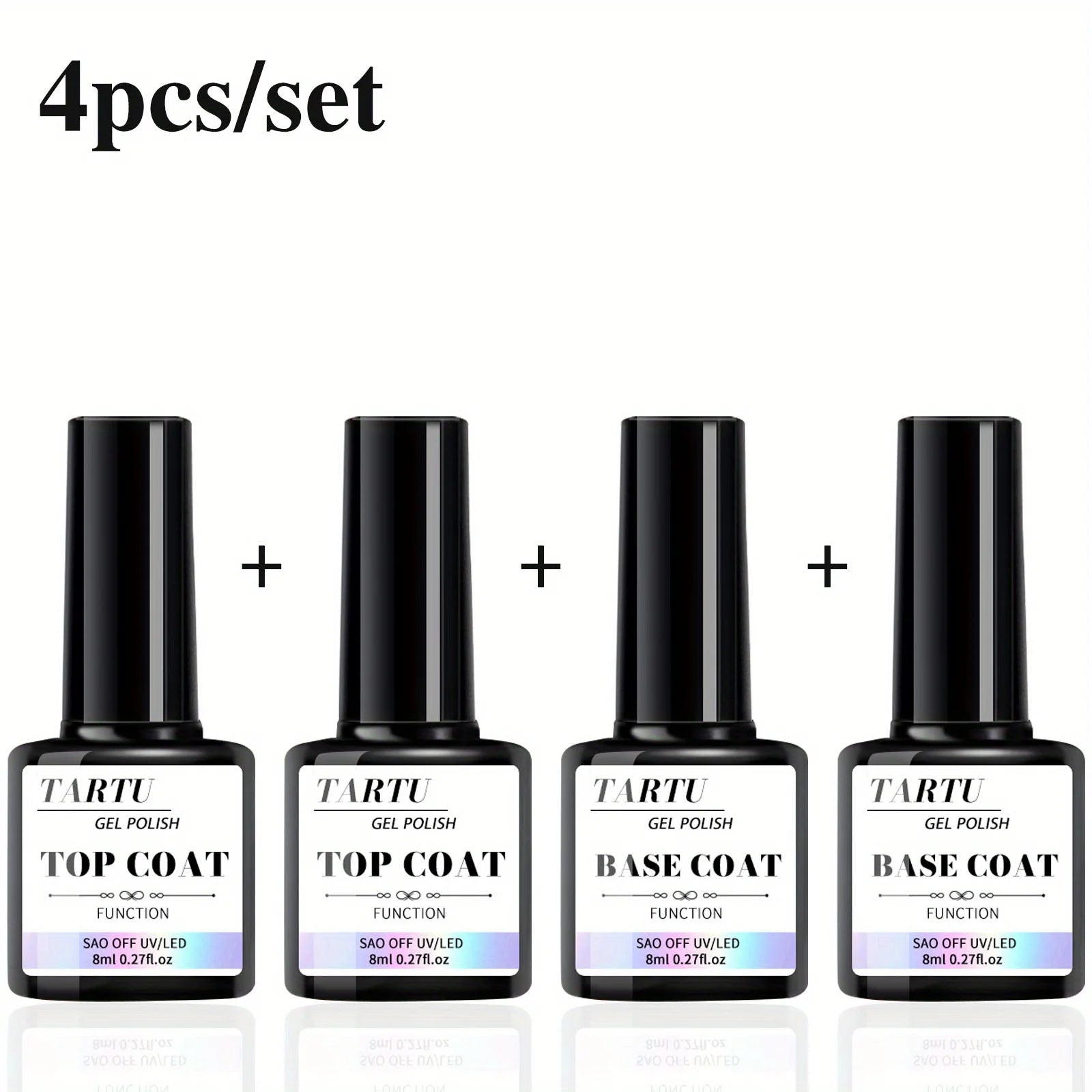 1pc/2pcs/3pcs/4pcs 8Ml Functional Gel Nail Art Set with Base Coat and Diamond Top Coat, Matte Top, Soak Off Gel Nail Polish