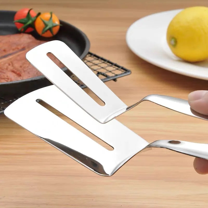 Professional Stainless Steel Food Turner&Tongs,Non-Slip Heat Resistant for Grilling Steak Fish,Multi-PurposeKitchen Flipper Tool - Smarsty
