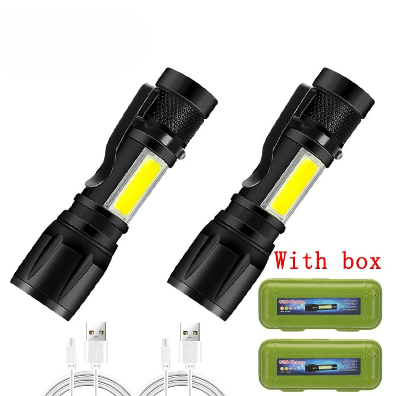 Rechargeable LED Flashlight Zoomable Torch with LCD Display 3 Modes Waterproof High Power Hand Light Outdoor Wilderness Camping - Smarsty