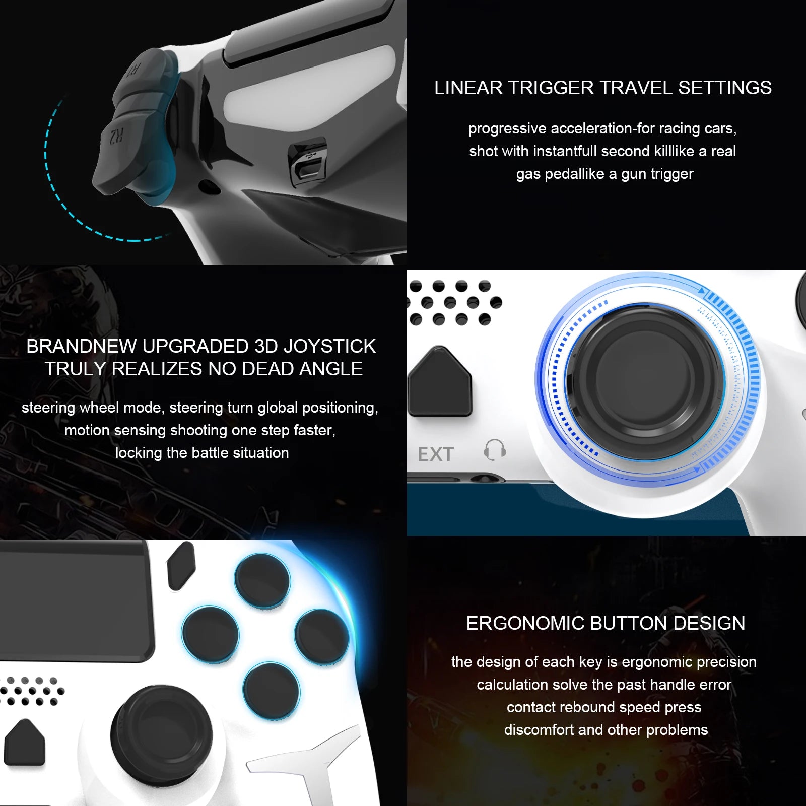GAMINJA Wireless Gamepad Bluetooth Controller for PS4 PC - Smarsty