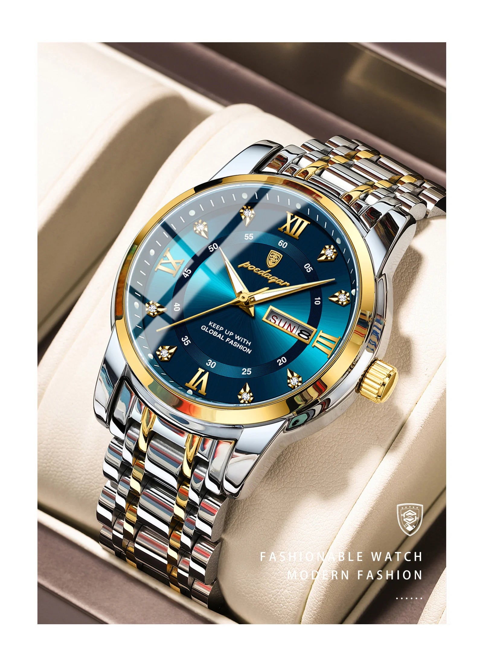 POEDAGAR Luxury Waterproof Men's Watch with Luminous Dial - Smarsty