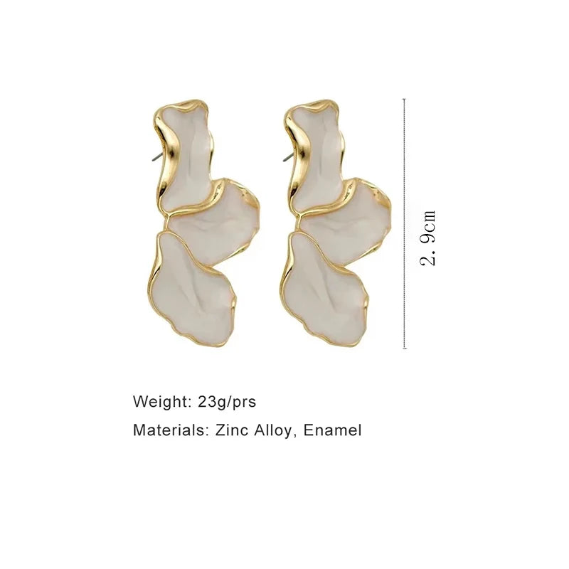 Gold Plated Flower Stud Earrings Statement Heavy Design - Smarsty