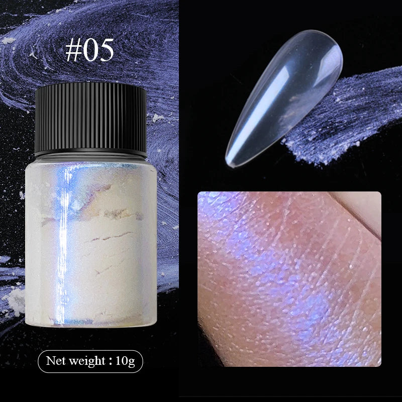 Aurora Pearl White Nail Glitter Powder for Stunning Designs - Smarsty