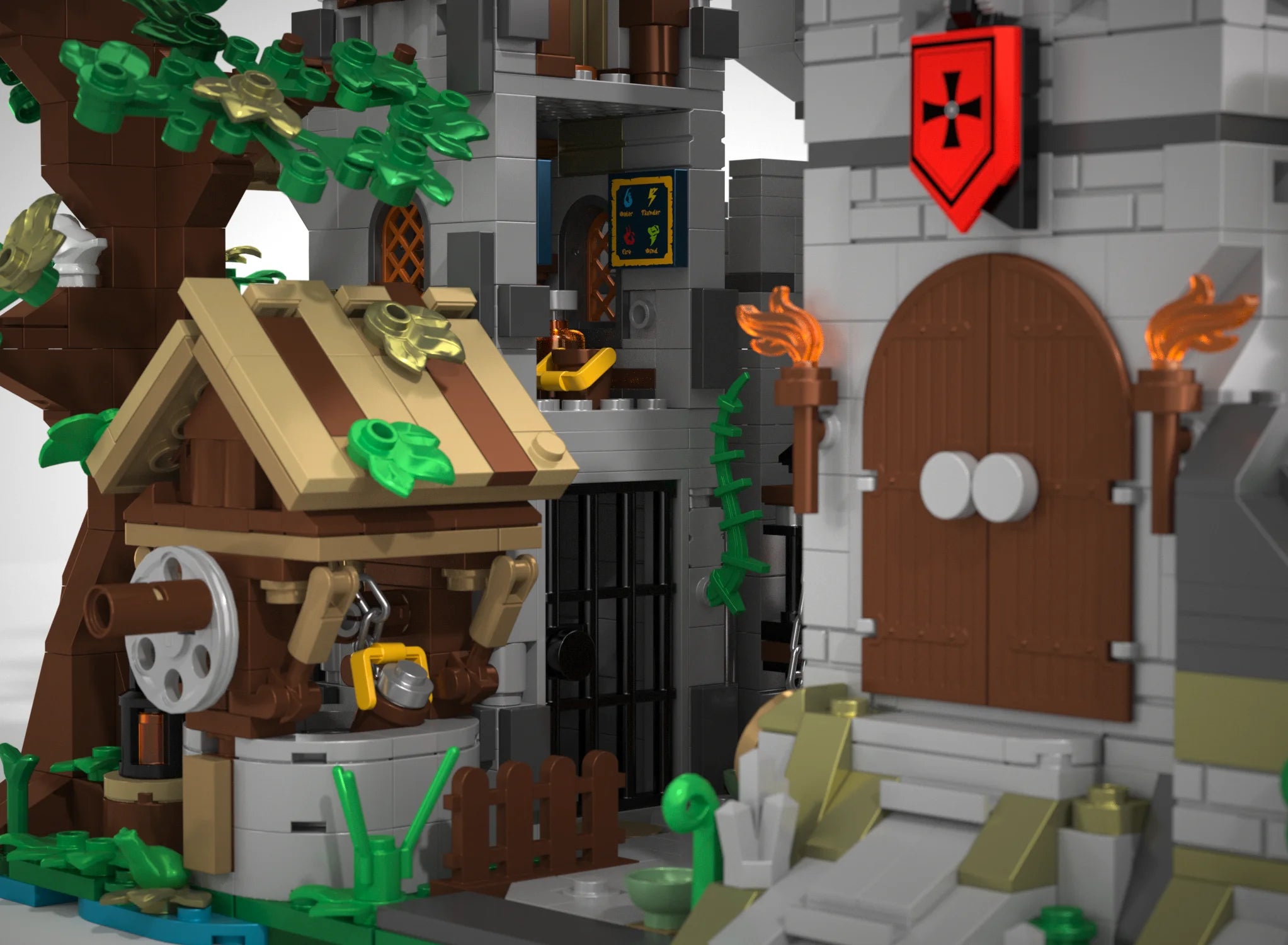 2568PCS Medieval Knight's Fortress Building Blocks Street View MOC Bricks Model Toys Sets Assembly Ornament Ideal Holiday Gifts
