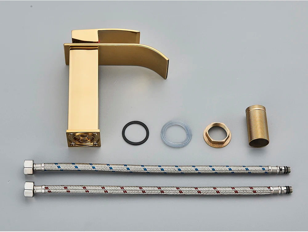 Brushed Gold Waterfall Bathroom Sink Faucet Mixer - Smarsty