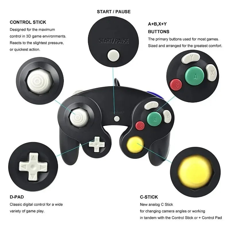 Wired Game Controller for GameCube with Enhanced Precision - Smarsty