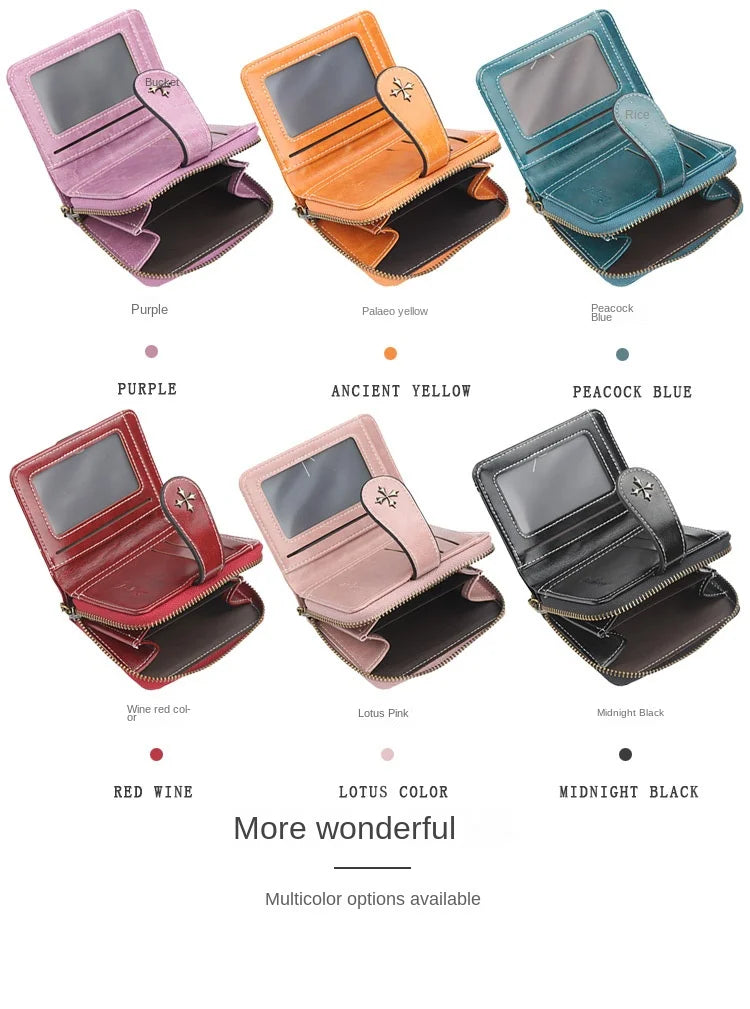Women Wallets and Purses PU Leather Money Bag Female Short Hasp Purse Small Coin Card Holders Blue Red Clutch New Women Wallet - Smarsty