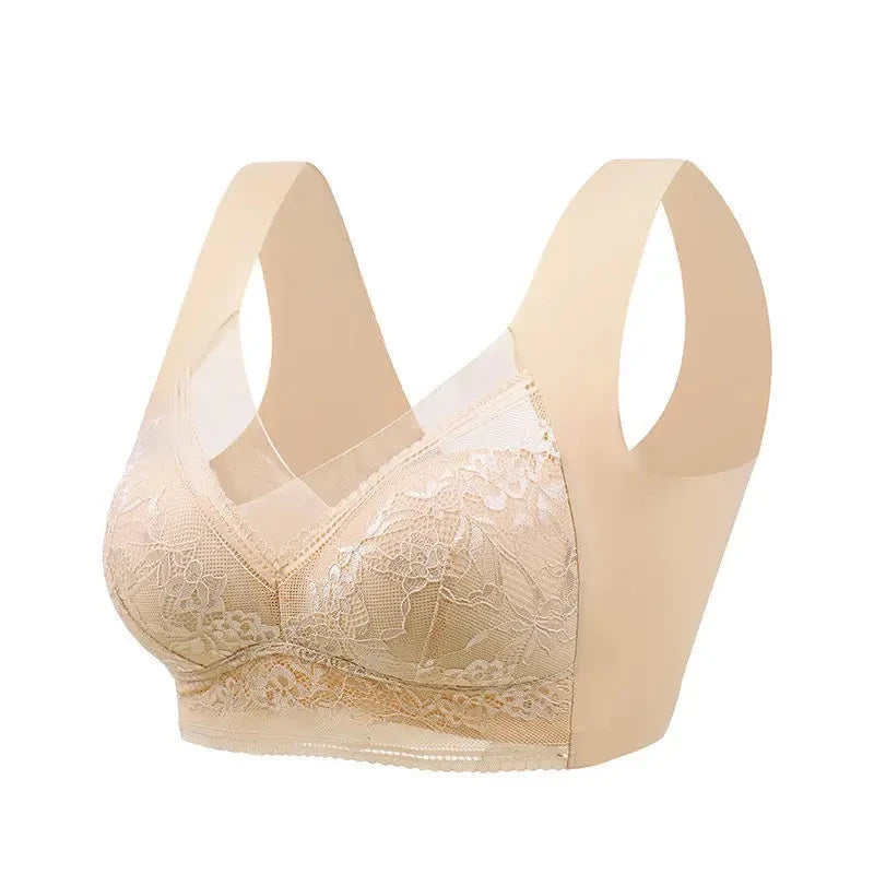 L-6L Women Large Bra Push Up Ice Silk Seamless upper Bralette Lace Wireless Summer Bras Plus Size Top Lingerie Underwear 15019 - Smarsty