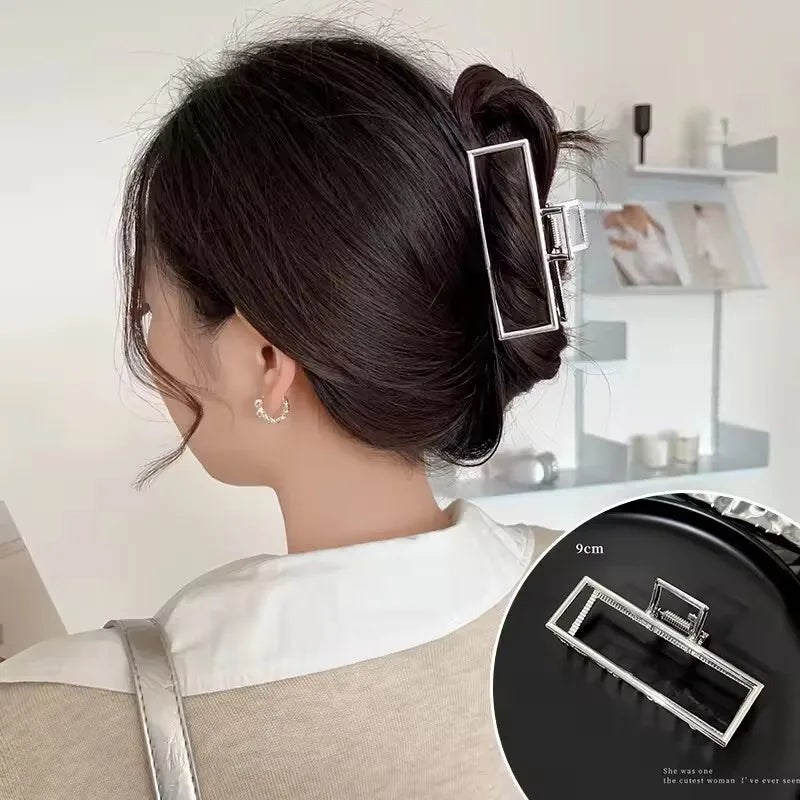 Korean Geometric Metal Hair Clip Durable Alloy Claw - Smarsty